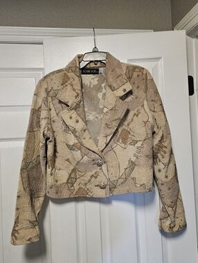 Vintage "To Die For" Cropped Tapestry Blazer Medium Y2K